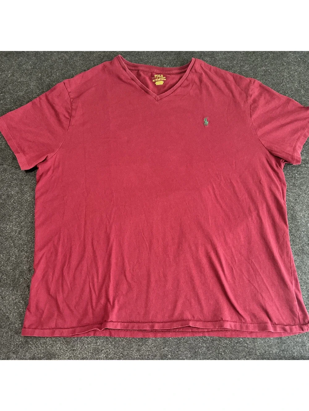 Polo Ralph Lauren V-Neck T-Shirt Burgundy Maroon Men’s Size XXL Short Sleeve